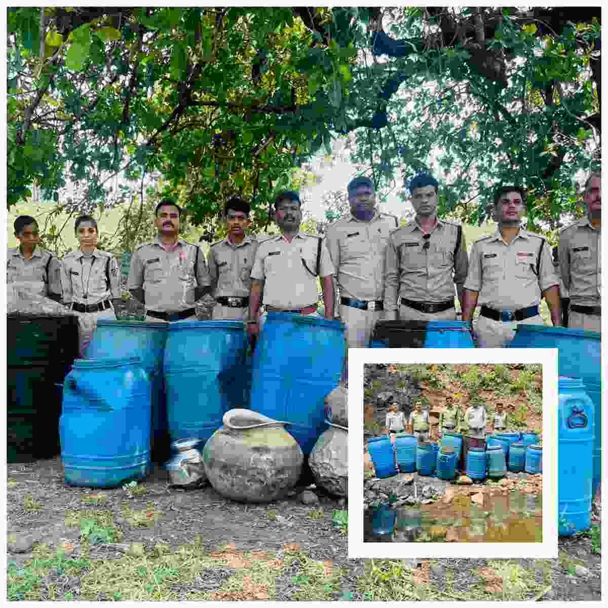 जंगल में जगह-जगह मिली शराब,आबकारी ने नष्ट किए शराब के अड्डे