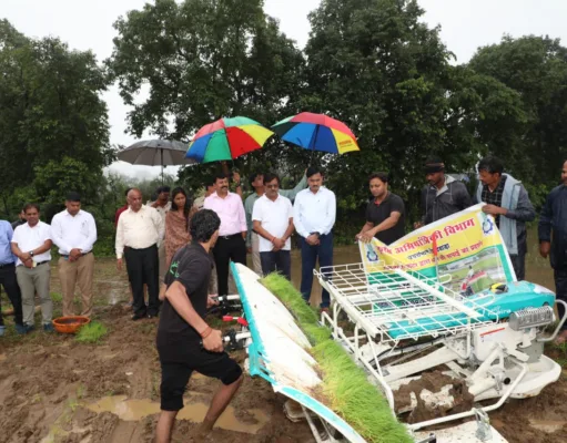 किसानों के लिए वरदान साबित हो रही धान ट्रांसप्लांटर मशीन….