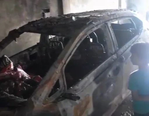 कार में लगे सिलेंडर में लगी आग , वाहन जलकर खाक ….