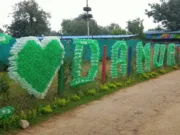 अनुपयोगी बॉटलों से बनाया “आई लव दमुआ” सेल्फी पॉइंट