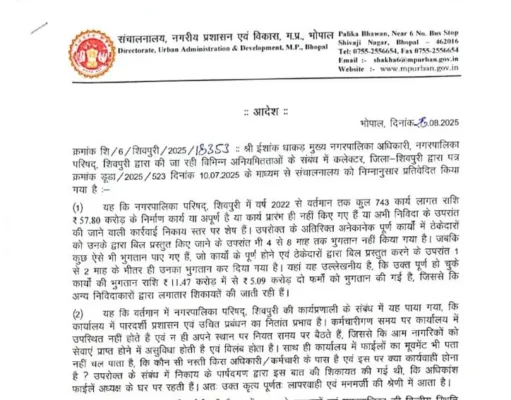 57.80 करोड़ के निर्माण कार्य में हुए भ्रष्टाचार में तीन मुख्य नगर पालिका अधिकारी (CMO )निलंबित