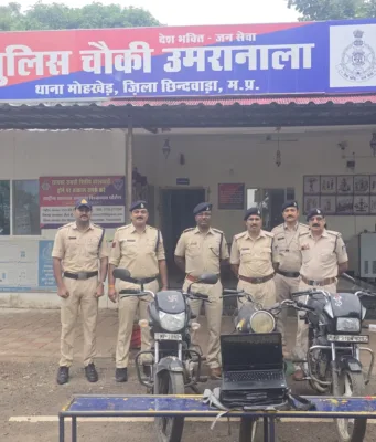 चोरी की 3 मोटर सायकल और लैपटॉप जप्त, 1 आरोपी गिरफ्तार