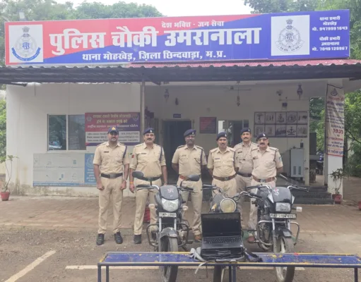 चोरी की 3 मोटर सायकल और लैपटॉप जप्त, 1 आरोपी गिरफ्तार
