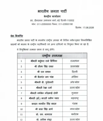 भाजपा की नई राष्ट्रीय टीम में 49 नेताओं को जिम्मेदारी