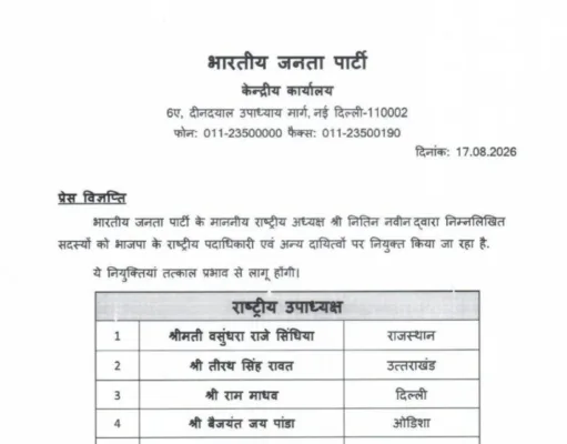 भाजपा की नई राष्ट्रीय टीम में 49 नेताओं को जिम्मेदारी